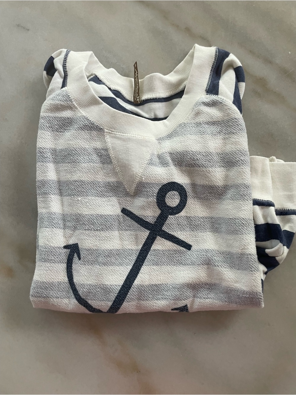 Striped Anchor Pullover - White & Navy